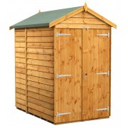 Power 6x4 Apex Garden Shed Overlap - Windowless Double Door